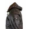 Mens Real Leather Hood Fur Jacket Bomber Aviator Vintage Brown Retro-Brown