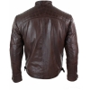 Real Leather Retro Style Zipped Mens Biker Jacket Soft Black Casual-Brown