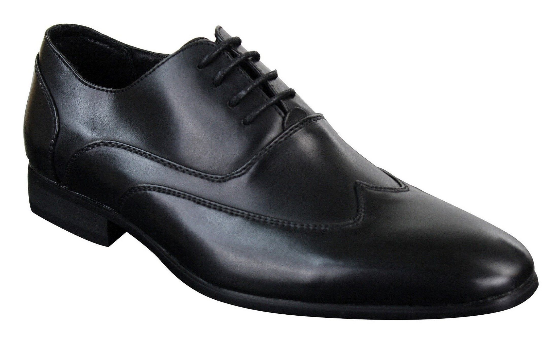 Mens Leather Laced Brogues Italian Designer Shoes Smart Formal Classic Retro Black 5 