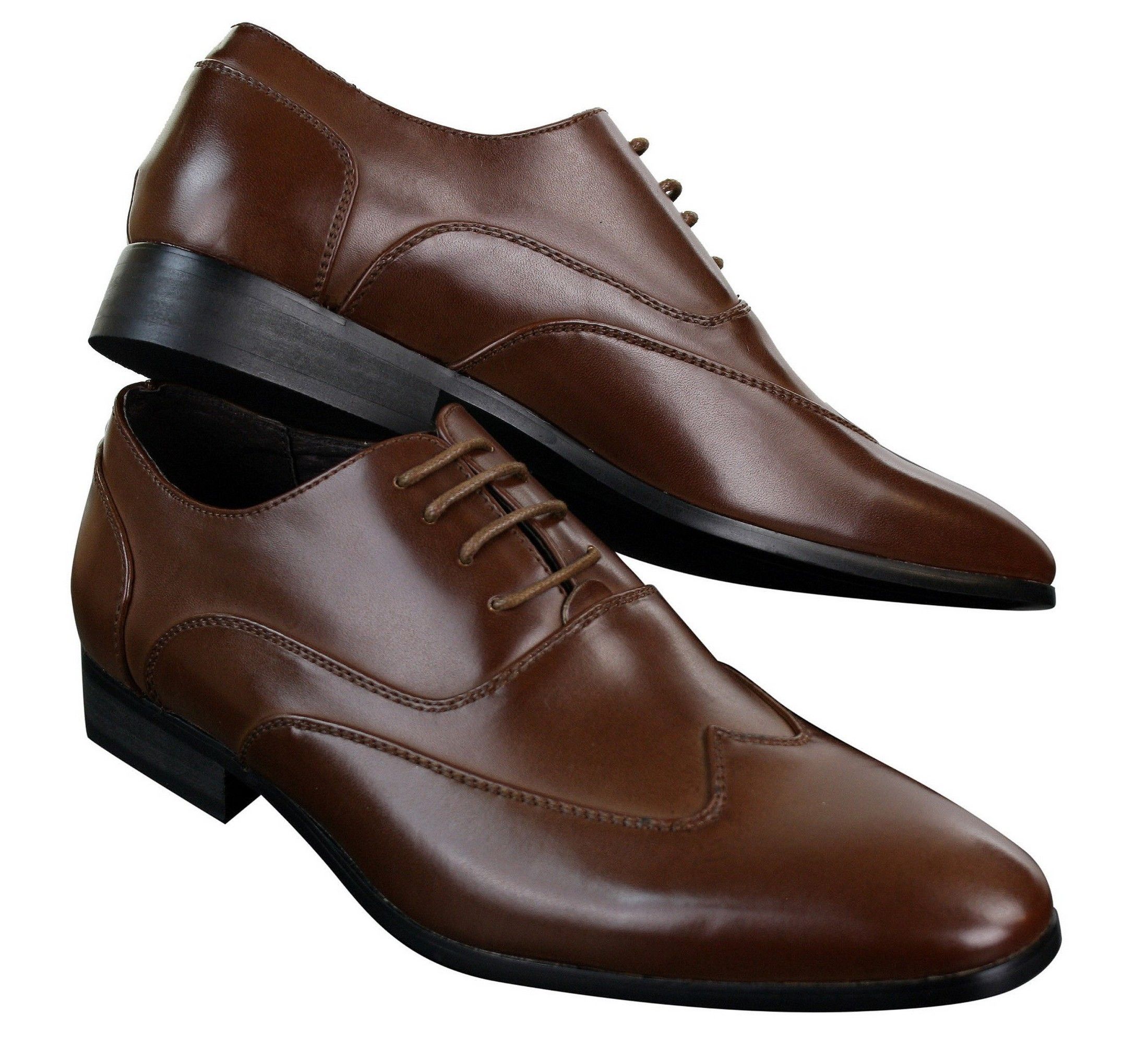 Fashion Men's Italian Plus Size Smooth Leather Shoes Brown