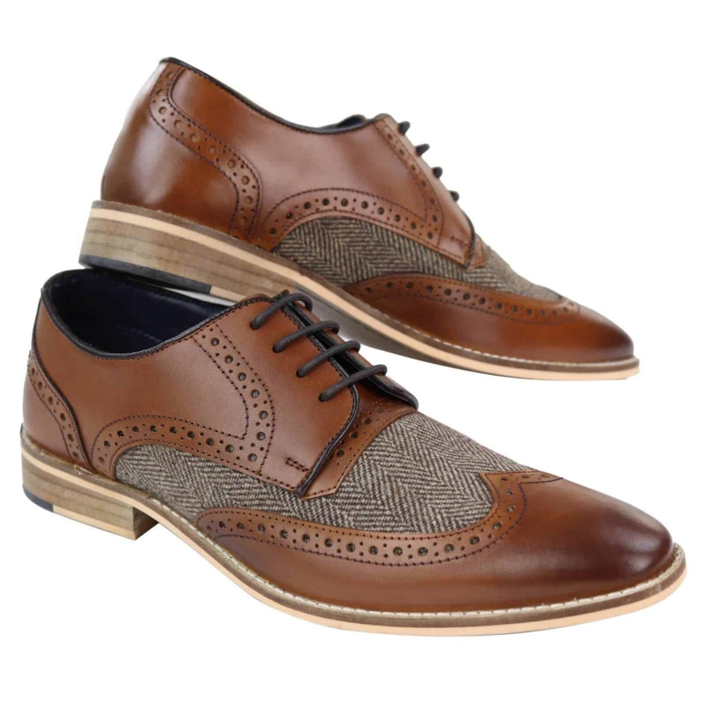 Mens Leather And Tweed 1920s Gatsby Shoes Buy Online Happy Gentleman 