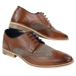 Mens Leather & Tweed 1920s Gatsby Shoes - 12-UK, Tan