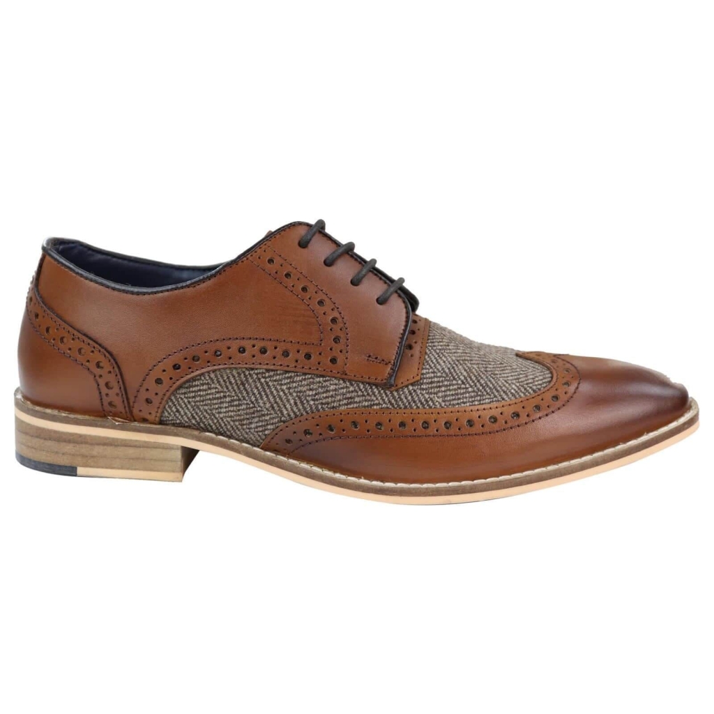 Mens Leather & Tweed 1920s Gatsby Shoes: Buy Online - Happy Gentleman