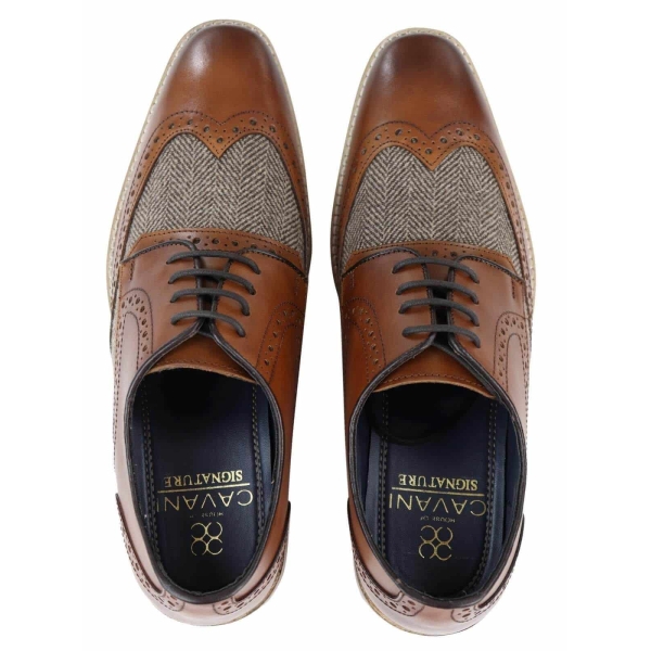 Mens Leather & Tweed 1920s Gatsby Shoes