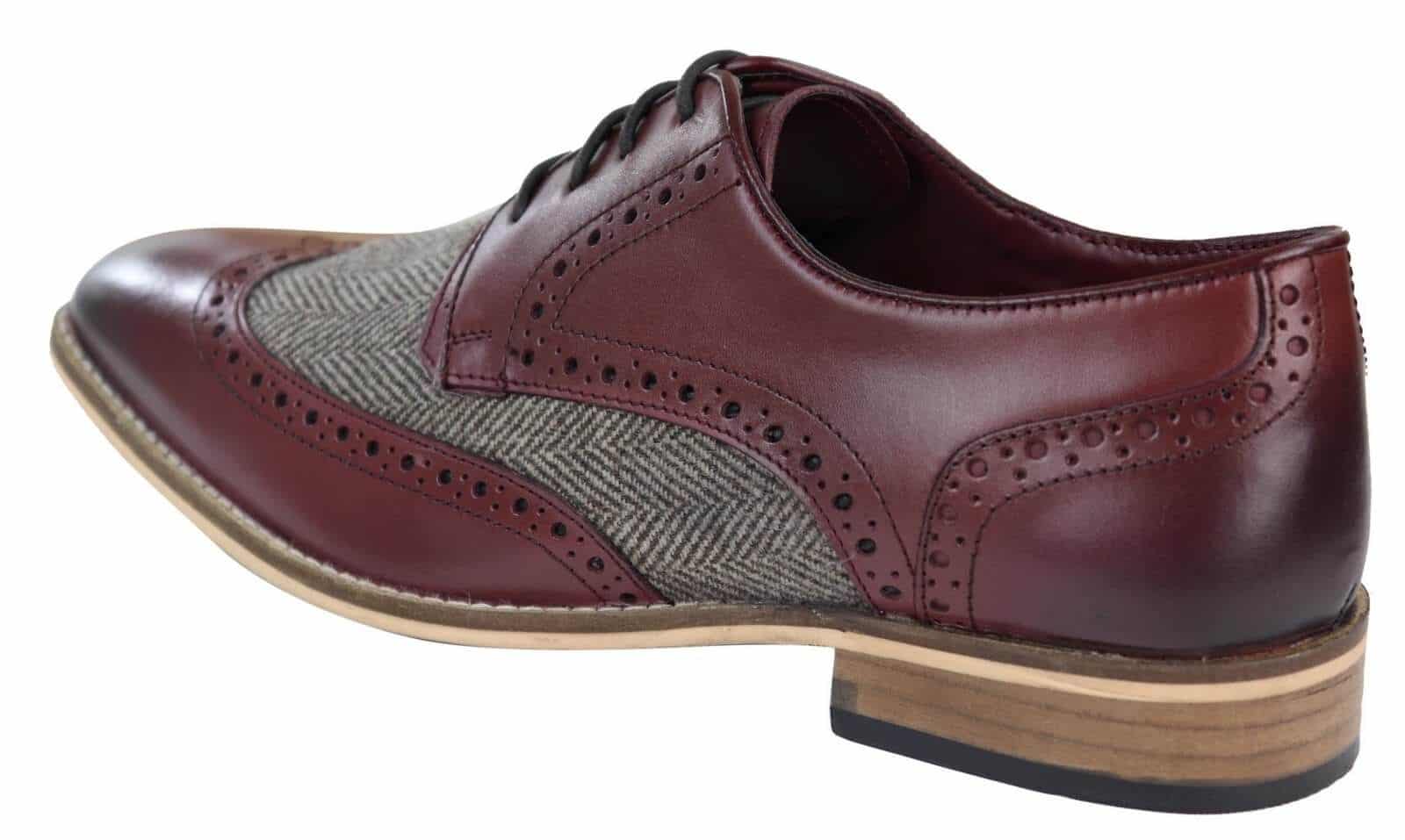 Mens Real Leather Vintage Shoes Brogues 1920s Suede Tweed Laced Shoes Smart  Formal: Buy Online - Happy Gentleman United States