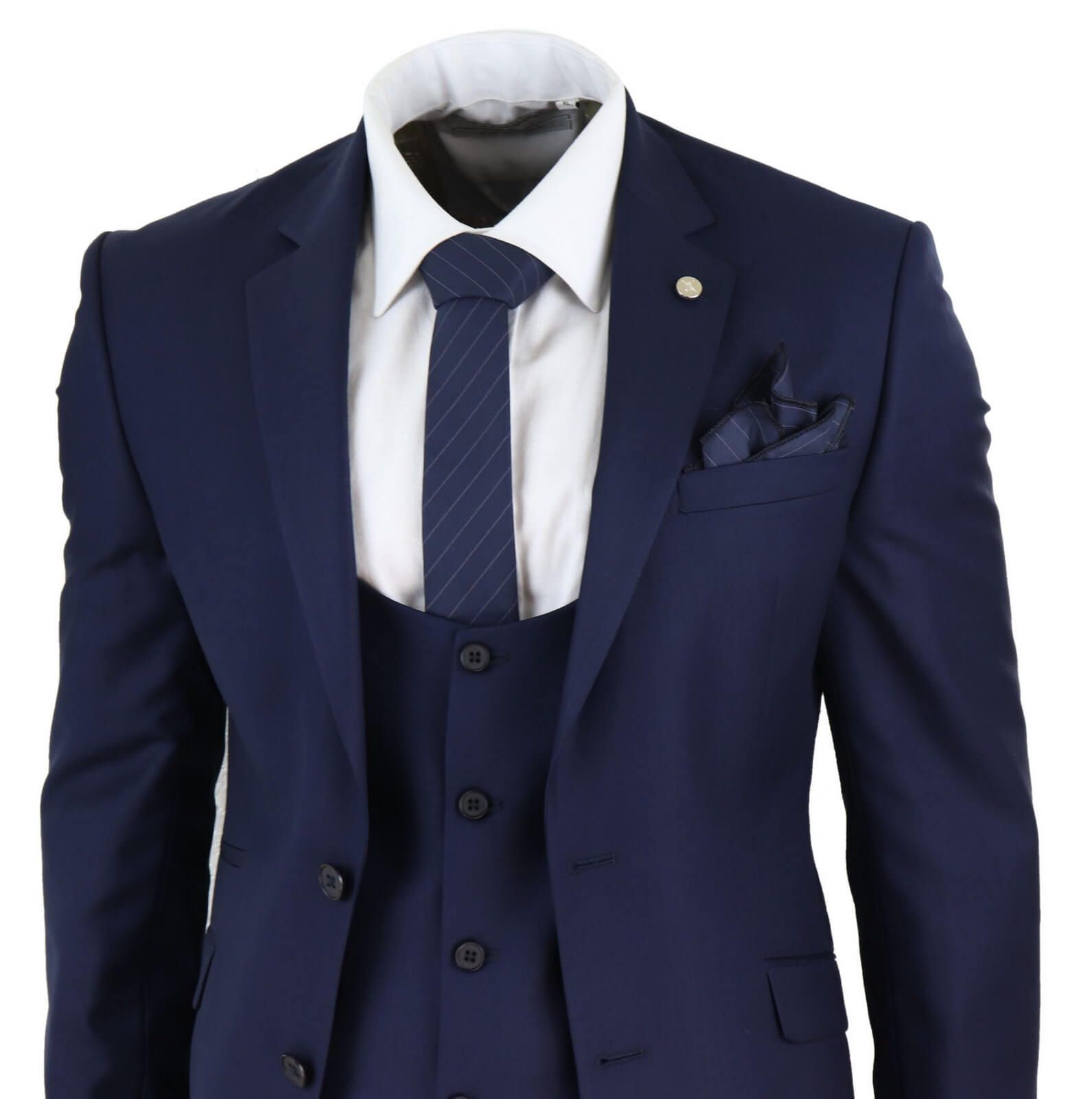 Mens Navy 3 Piece Wedding Suit: Buy Online - Happy Gentleman United States