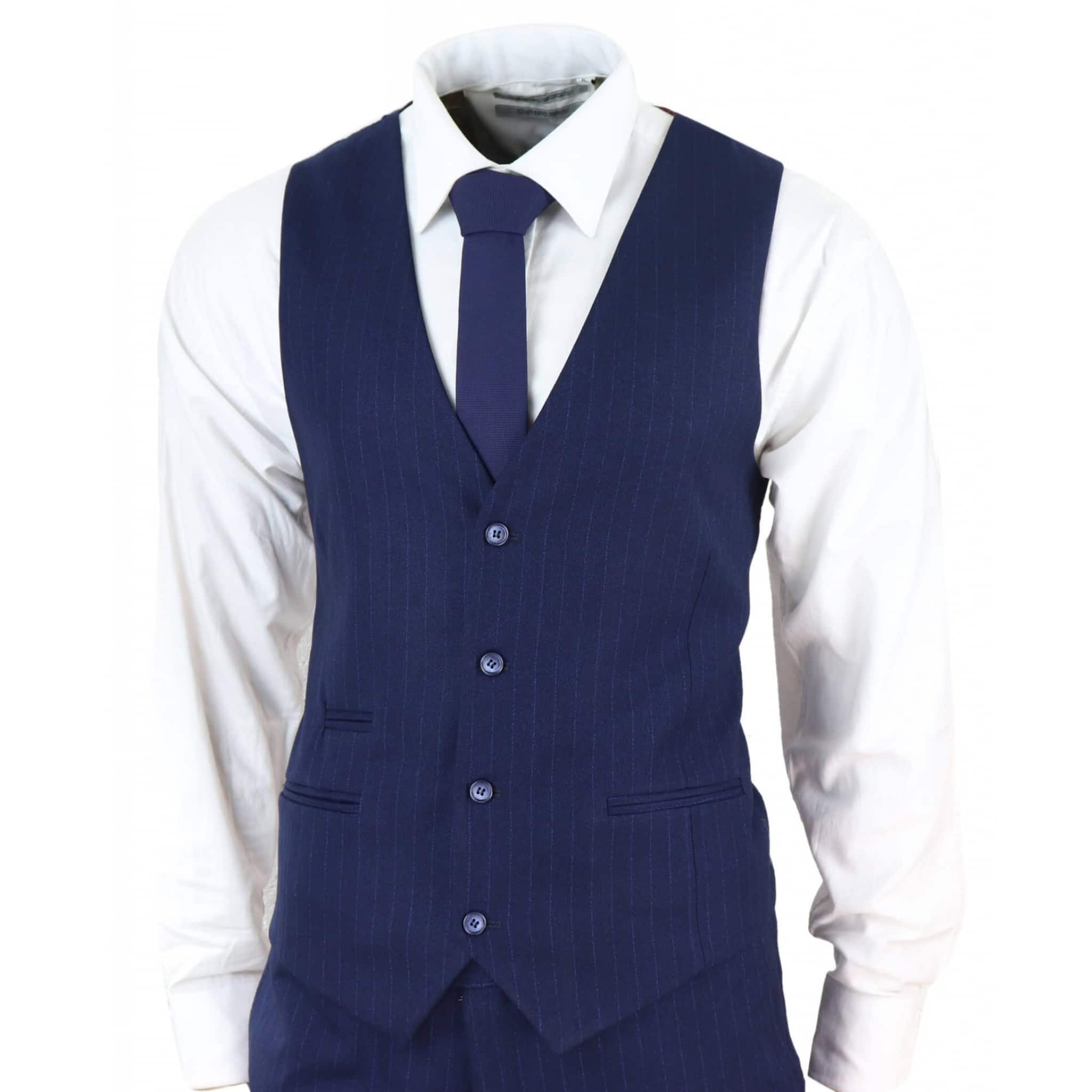 blue pinstripe waistcoat