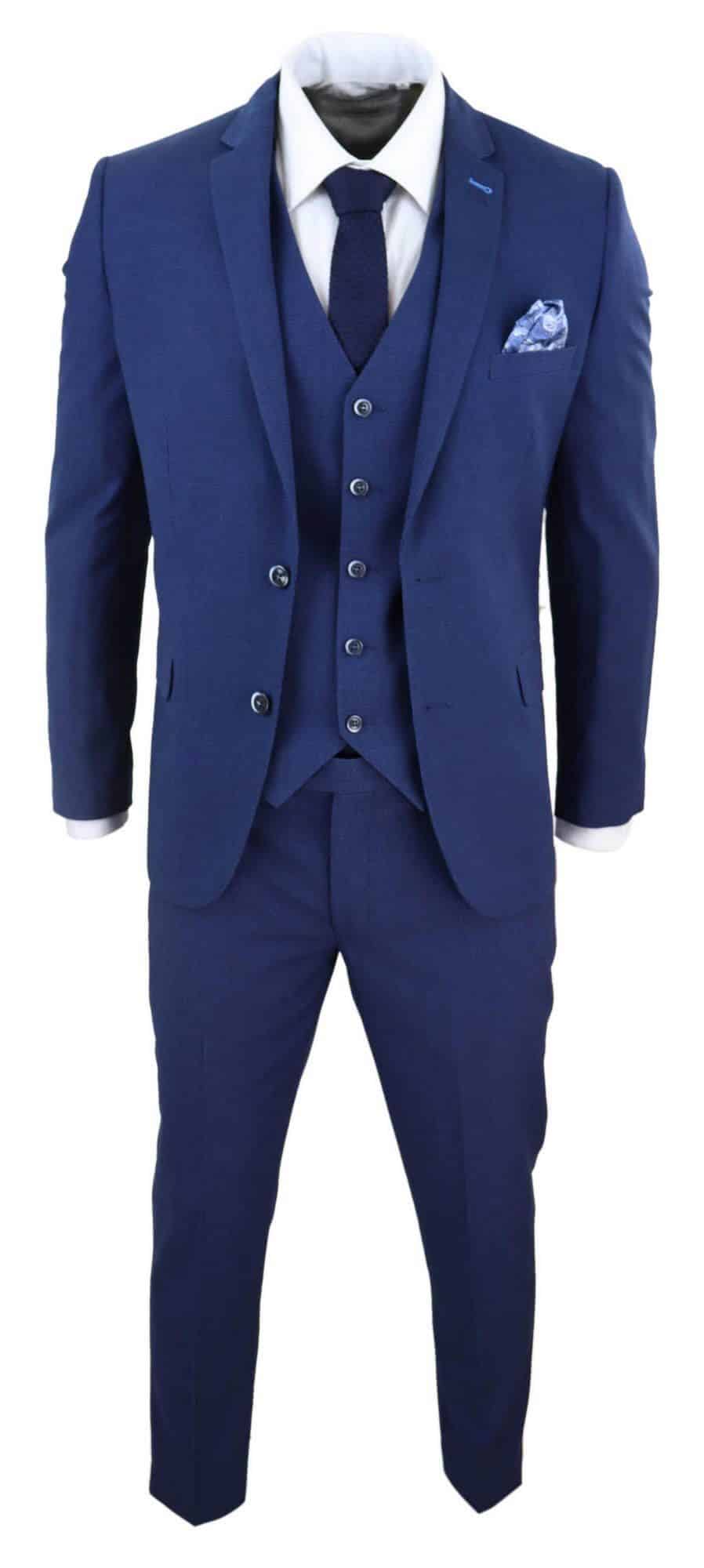 Mens Navy Blue 3 Piece Wedding Suit Buy Online Happy Gentleman