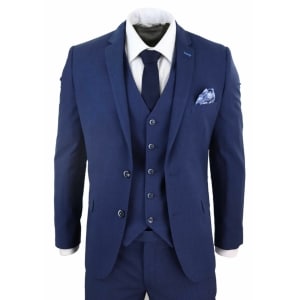 Mens Navy-Blue 3 Piece Wedding Suit