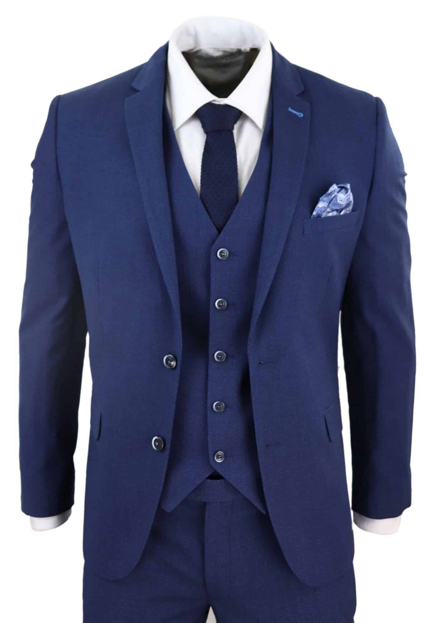 Mens Navy Blue 3 Piece Wedding Suit Buy Online Happy Gentleman