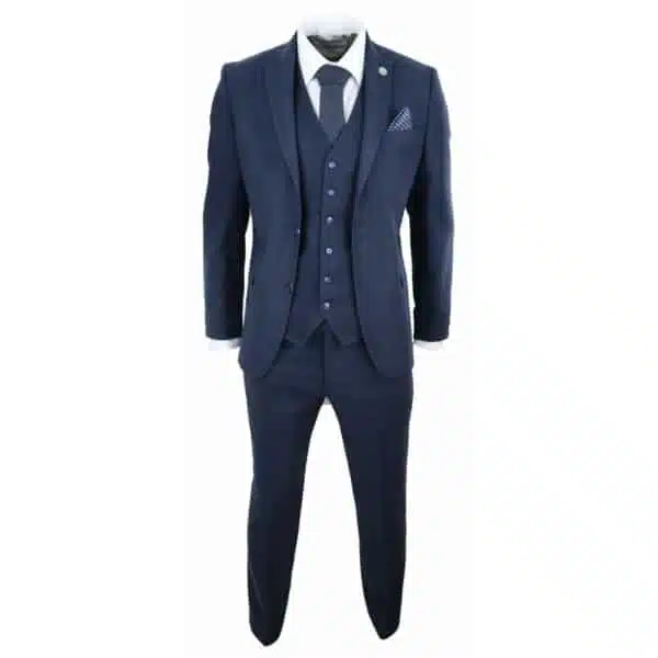 Mens Navy-Blue Peaky Blinders Wool Suit