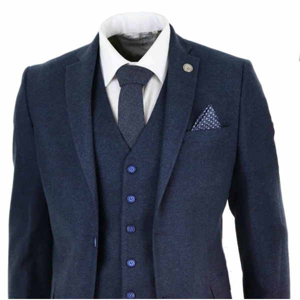 Mens Navy-Blue Peaky Blinders Wool Suit