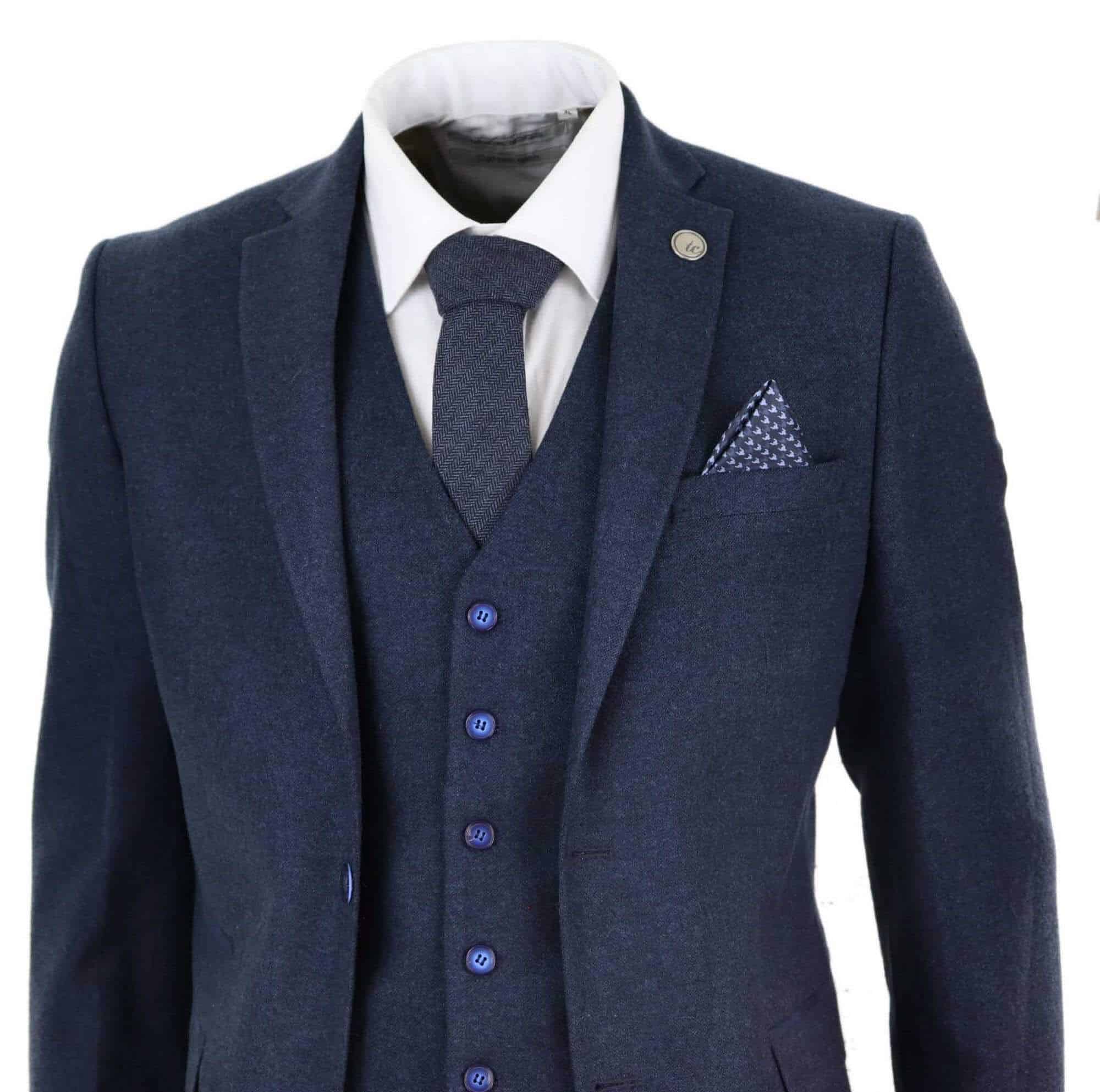 Mens Navy-Blue Peaky Blinders Wool Suit: Buy Online - Happy Gentleman  United States