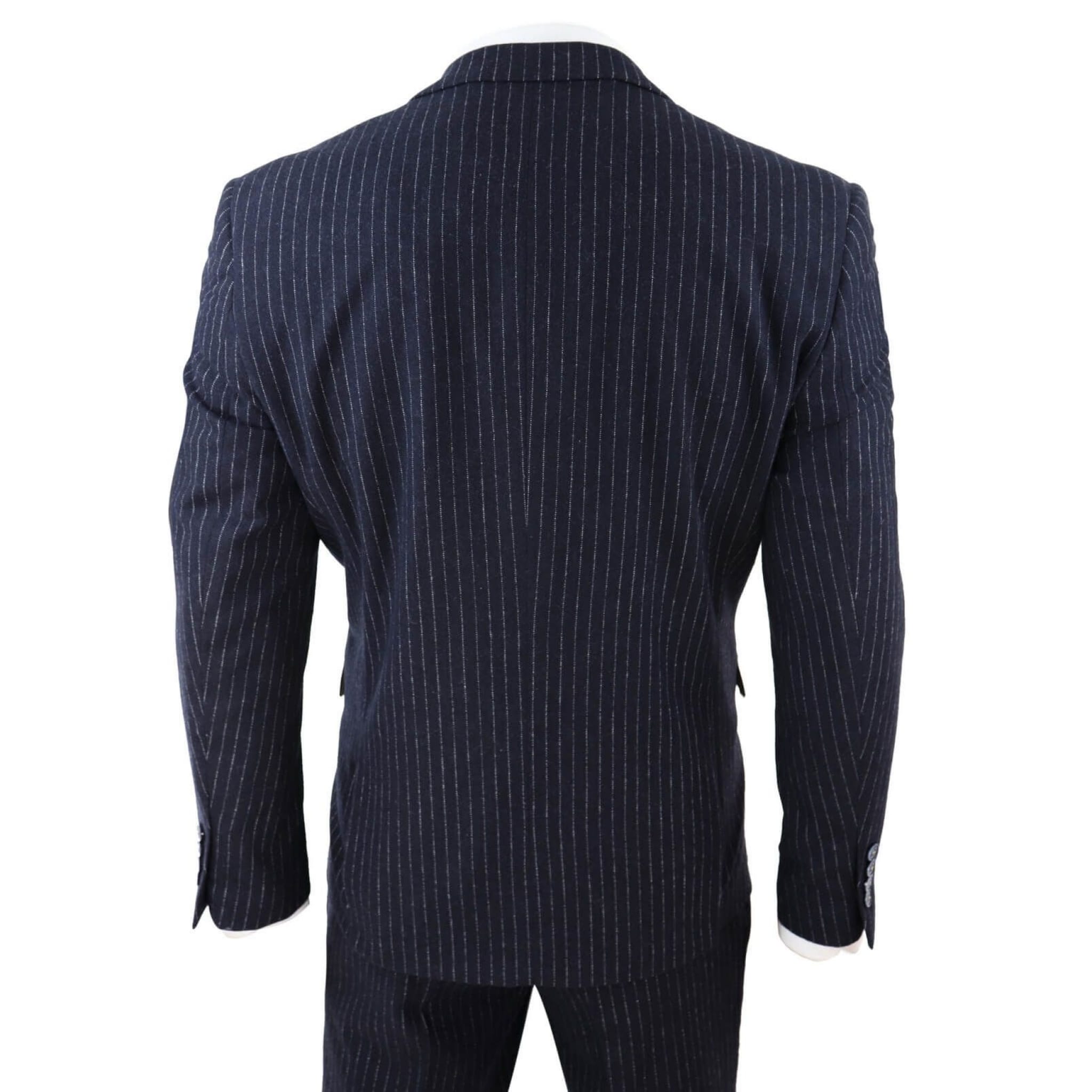 Mens Navy Blue Pinstripe 3 Piece Vintage Suit Happy Gentleman 