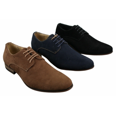 Mens Nubuck Suede Laced Smart Casual Shoes Navy Blue Brown Black: Buy ...
