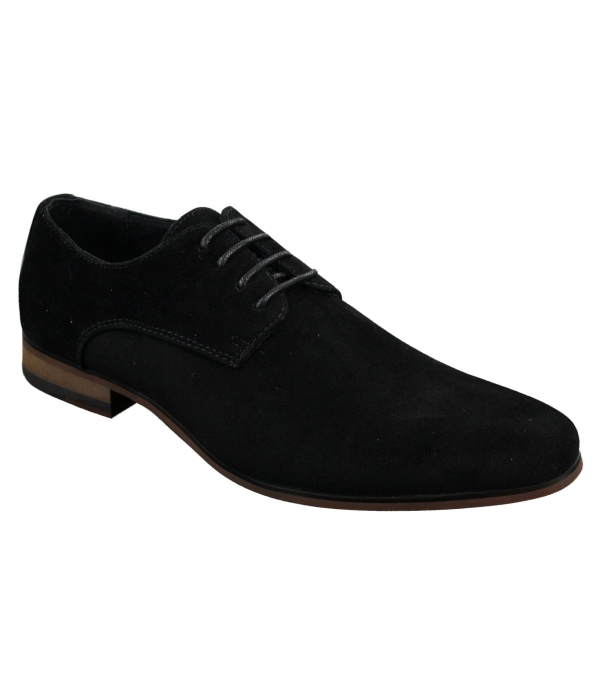 Mens Nubuck Suede Laced Smart Casual Shoes Navy Blue Brown Black