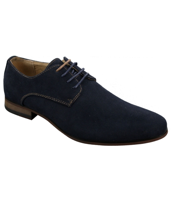 Mens Nubuck Suede Laced Smart Casual Shoes Navy Blue Brown Black