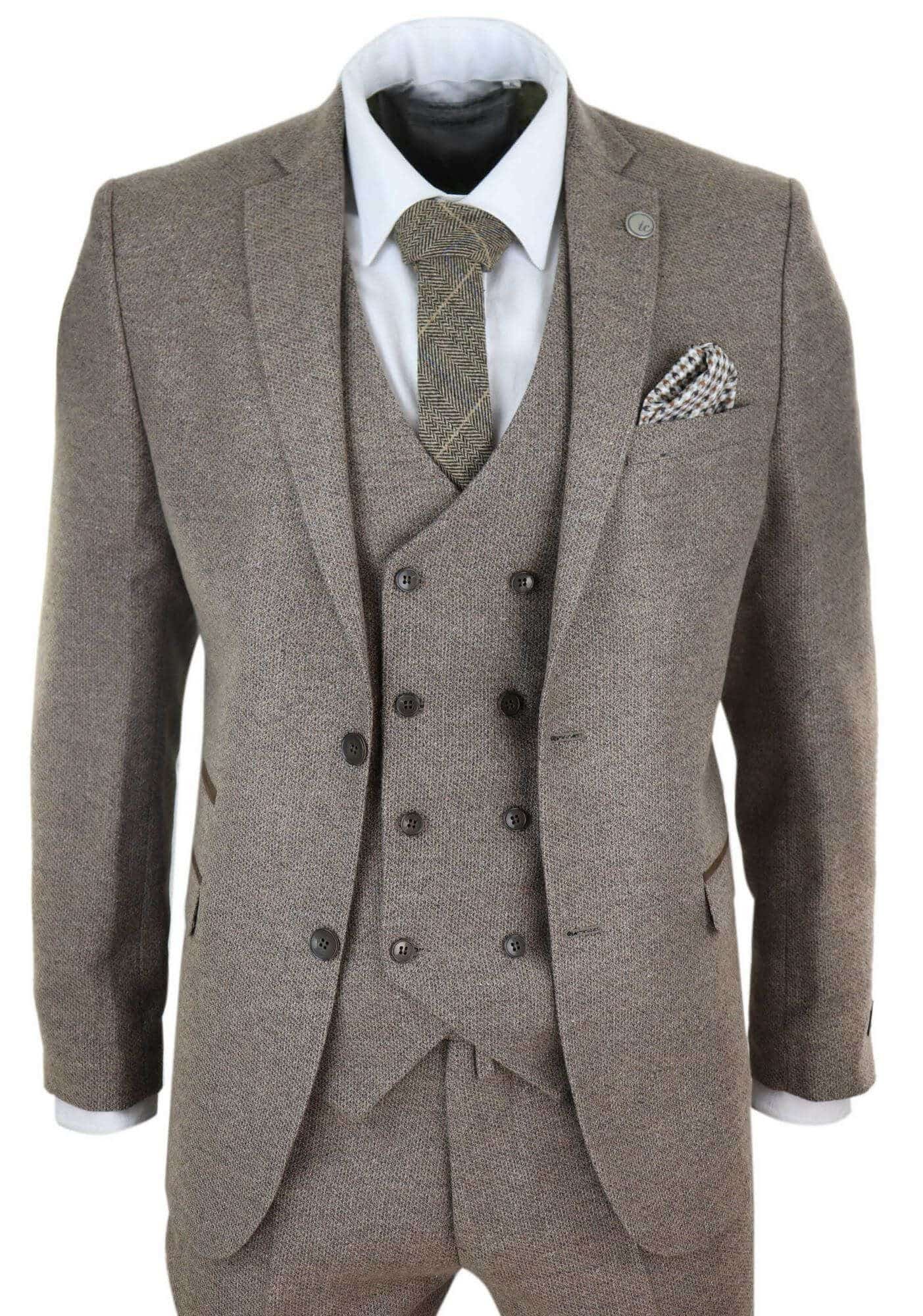 Mens Oak Brown 3 Piece Suit with Double Breasted Waistcoat | Happy ...
