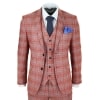 Mens Red 3 Piece Tweed Check Suit