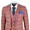 Mens Red 3 Piece Tweed Check Suit