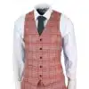 Mens Red 3 Piece Tweed Check Suit