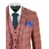 Mens Red 3 Piece Tweed Check Suit