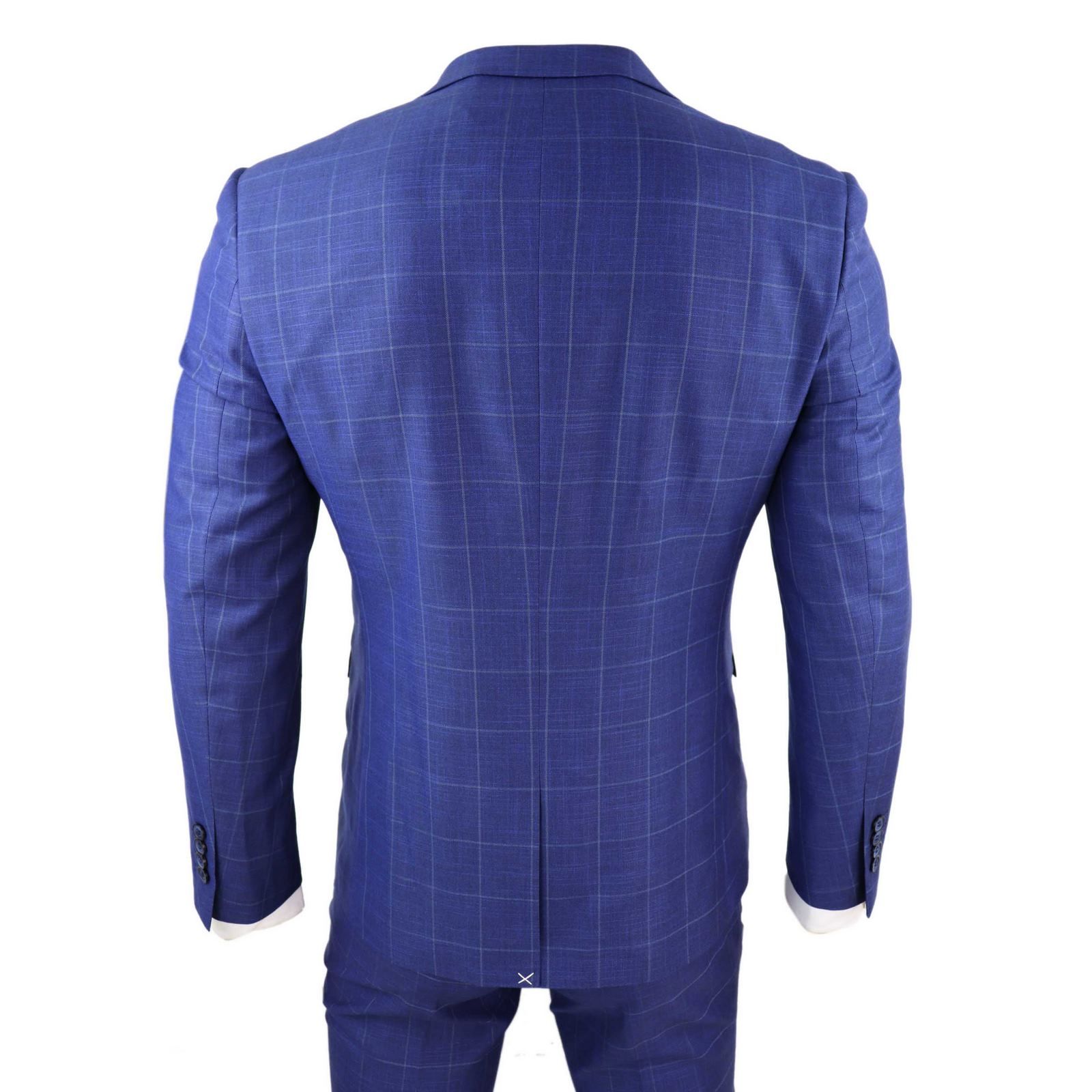 Mens Royal Blue 3 Piece Check Suit - Paul Andrew Rover: Buy Online ...