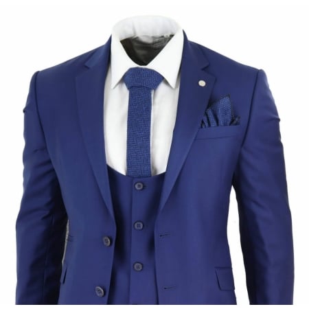 Mens Royal Blue 3 Piece Wedding Suit: Buy Online - Happy Gentleman