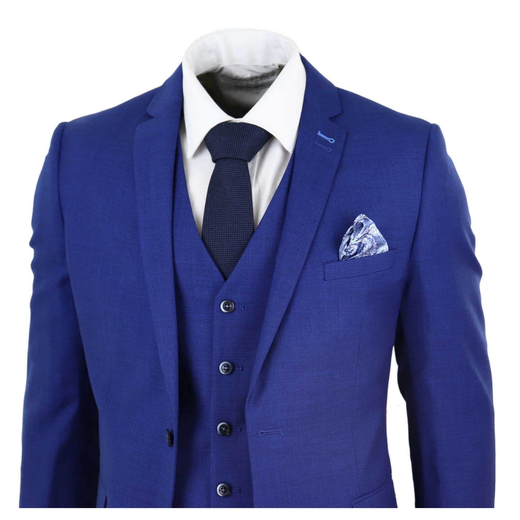 Mens Royal Blue 3 Piece Weeding Suit | Happy Gentleman