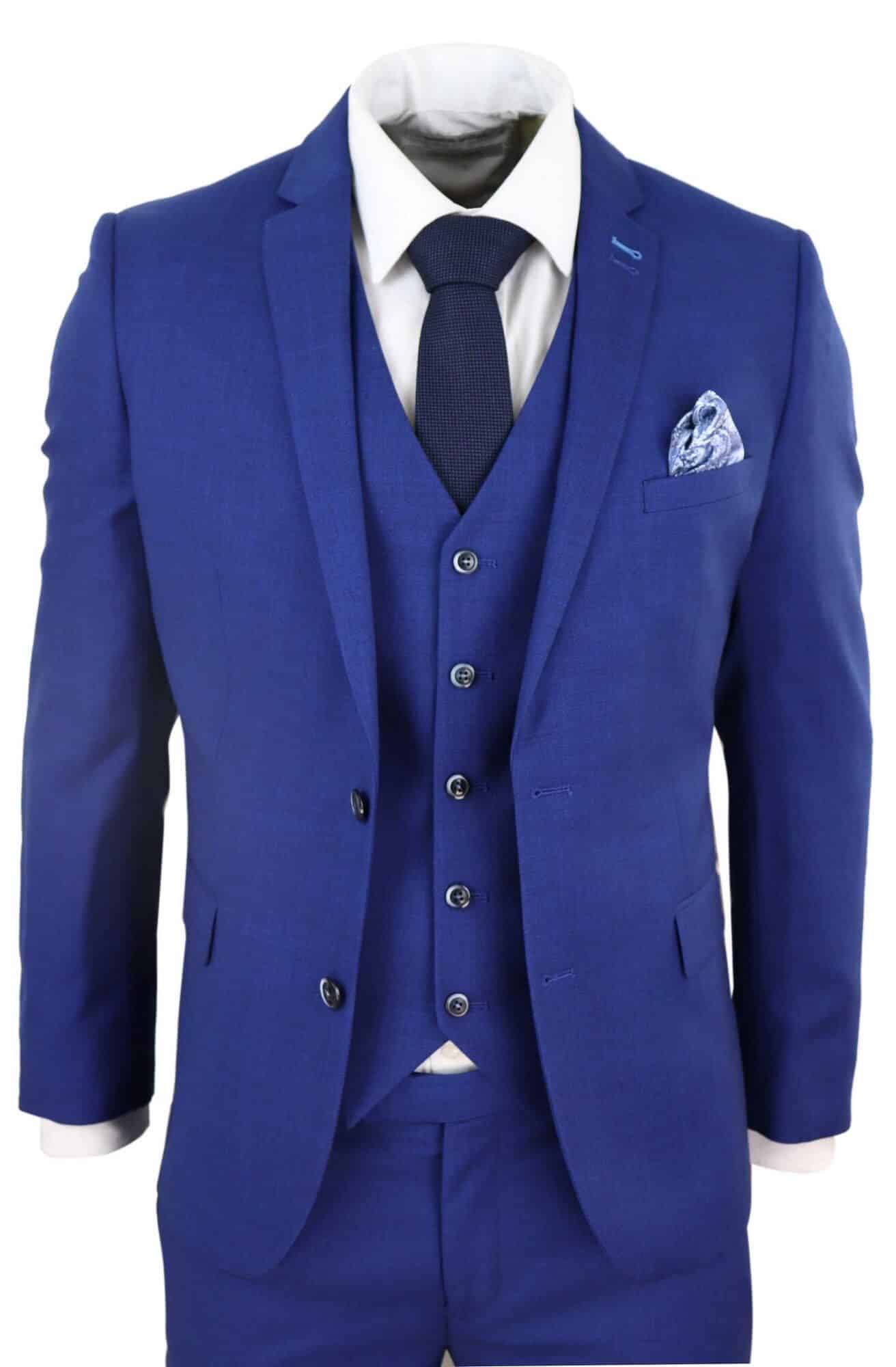 Mens Royal Blue 3 Piece Weeding Suit | Happy Gentleman