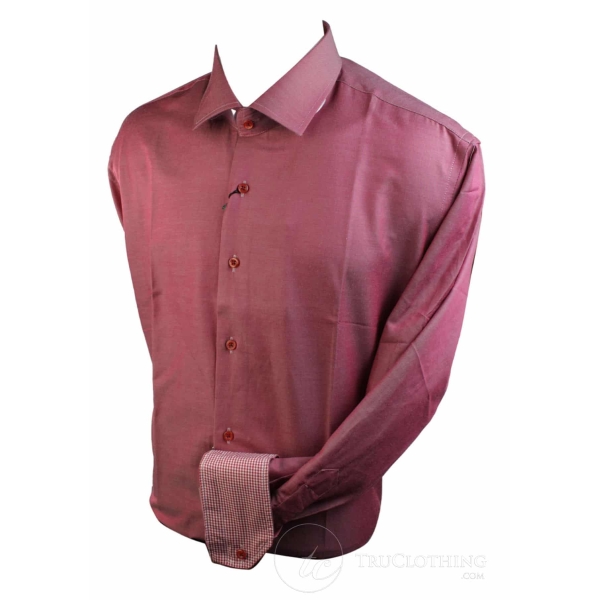 Mens Slim Fit Smart Designer Button Collar Shirt Red Blue Purple Pink Denim
