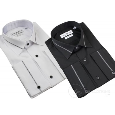 Herren Slim Fit Weiß Schwarz Fitted Baumwolle Knopf Kleid Hemd Smart Casual Italienisch