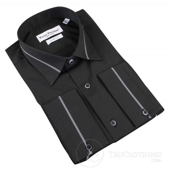 Mens Slim Fit White Black Fitted Cotton Button Dress Shirt Smart Casual Italian