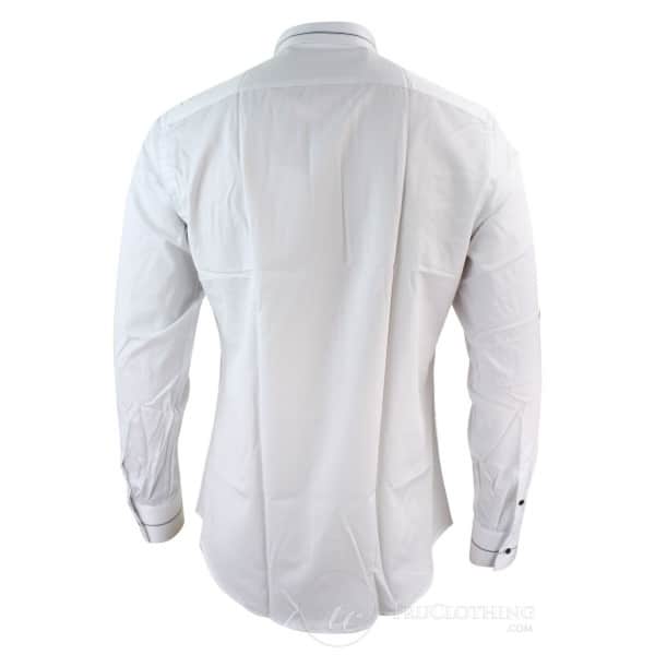 Mens Slim Fit White Black Fitted Cotton Button Dress Shirt Smart Casual Italian