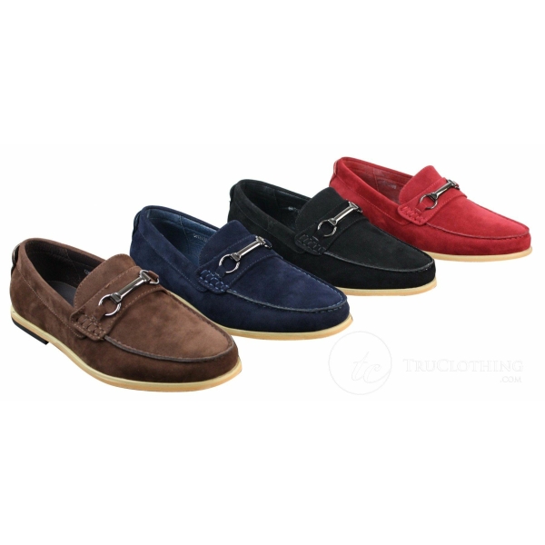 Mens Slip On Buckle Horsebit Driving Shoes Loafers Retro Smart Casual Suede