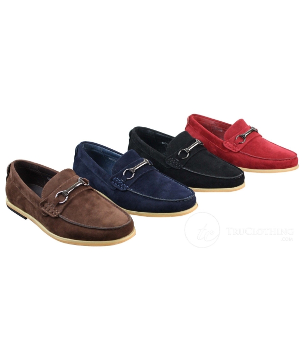 Mens Slip On Buckle Horsebit Driving Shoes Loafers Retro Smart Casual Suede