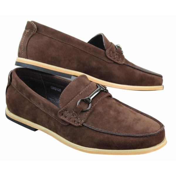 Mens Slip On Buckle Horsebit Driving Shoes Loafers Retro Smart Casual Suede