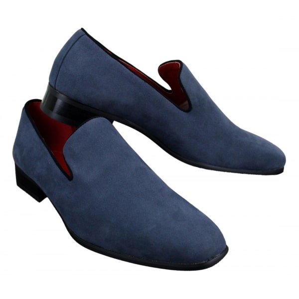 Mens Slip On Suede Driving Loafers Shoes Leather Smart Casual Red Blue Black