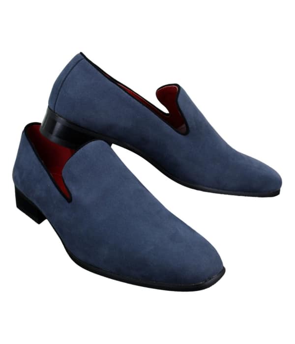 Mens Slip On Suede Driving Loafers Shoes Leather Smart Casual Red Blue Black