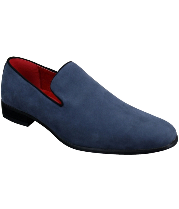 Mens Slip On Suede Driving Loafers Shoes Leather Smart Casual Red Blue Black