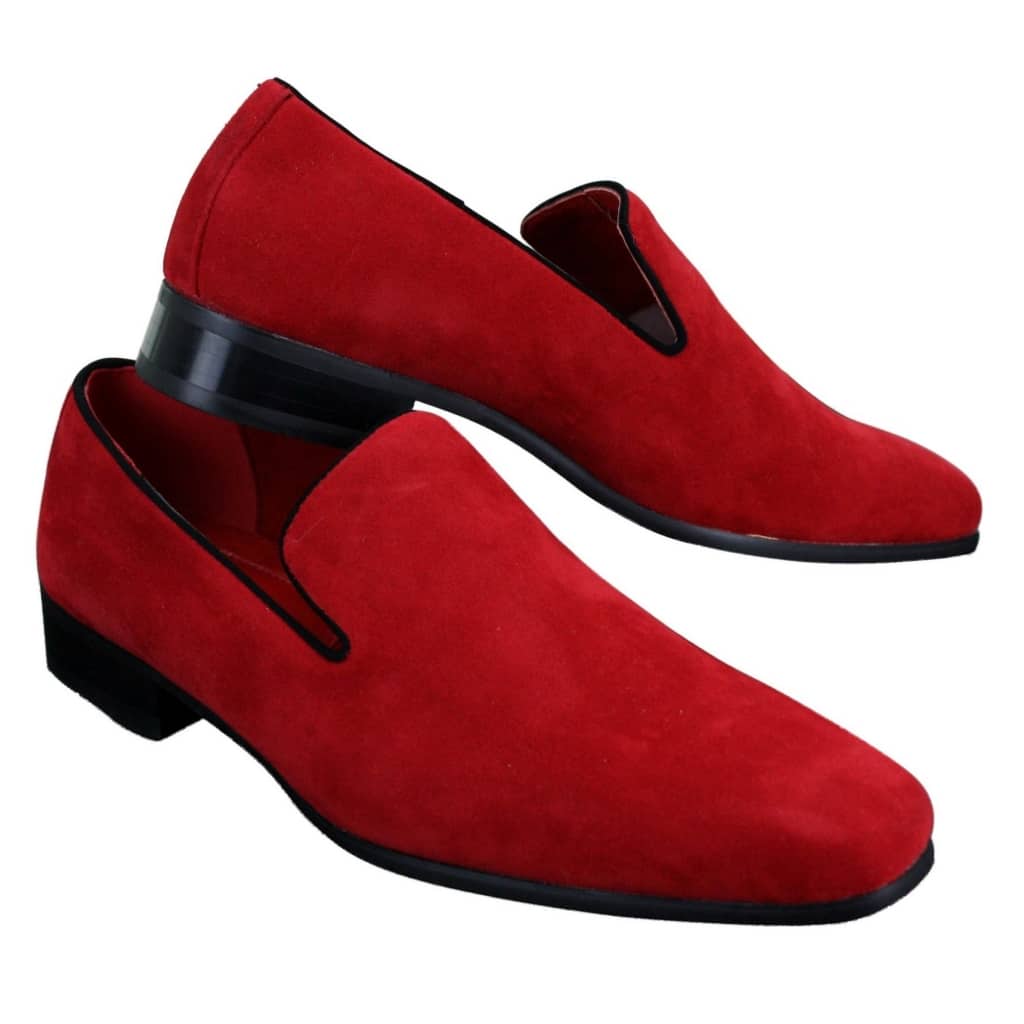 Mens Slip On Suede Driving Loafers Shoes Leather Smart Casual Red Blue ...