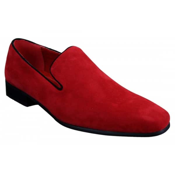 Mens Slip On Suede Driving Loafers Shoes Leather Smart Casual Red Blue Black