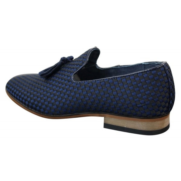 Mens Slip On Tassle Driving Shoes Smart Casual Retro Navy Blue Black Leather Lined