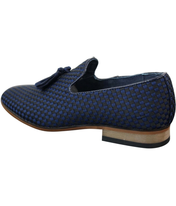 Mens Slip On Tassle Driving Shoes Smart Casual Retro Navy Blue Black Leather Lined