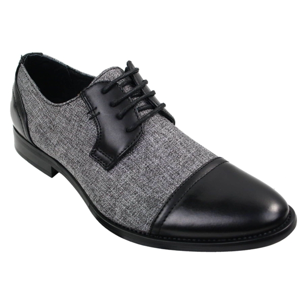 Mens Smart Casual Laced Tweed & Leather Laced Shoes Vintage Retro
