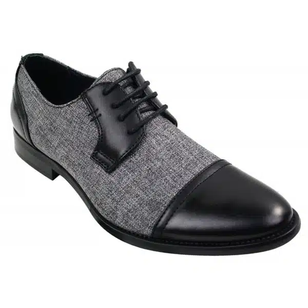 Mens Smart Casual Laced Tweed & Leather Laced Shoes Vintage Retro