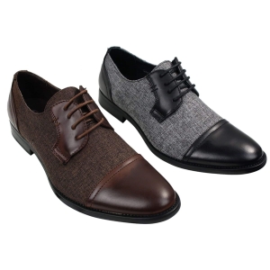 Herren Smart Casual geschnürt Tweed &amp; Leder geschnürt Schuhe Vintage Retro
