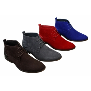 Mens Suede Desert Ankle Red Grey Brown Blue Boots Shoes Smart Casual Leather Laced