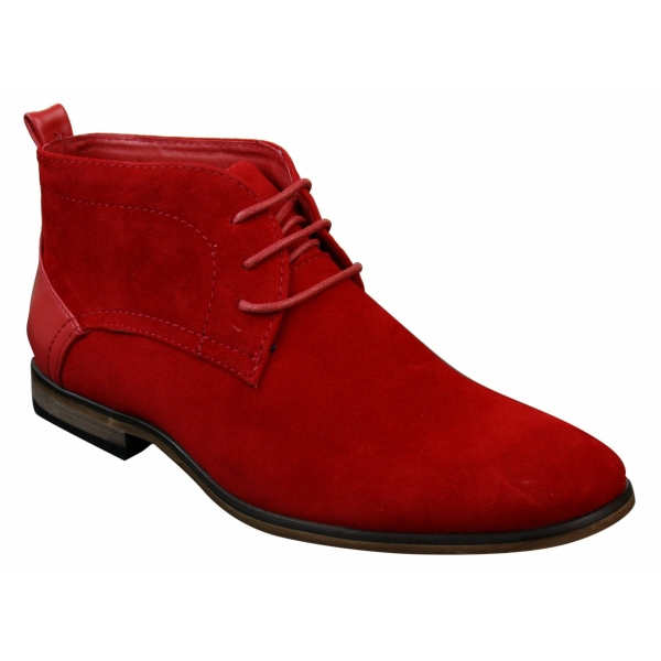 Mens Suede Desert Ankle Red Grey Brown Blue Boots Shoes Smart Casual Leather Laced