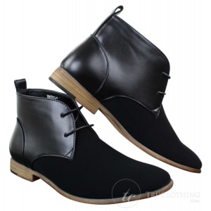 Mens Suede Leather Black Laced Chelsea Dealer Ankle Boots Smart Casual Formal
